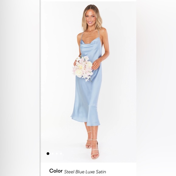 verona cowl dress ivory luxe satin ~ Steel Blue S US ONLY